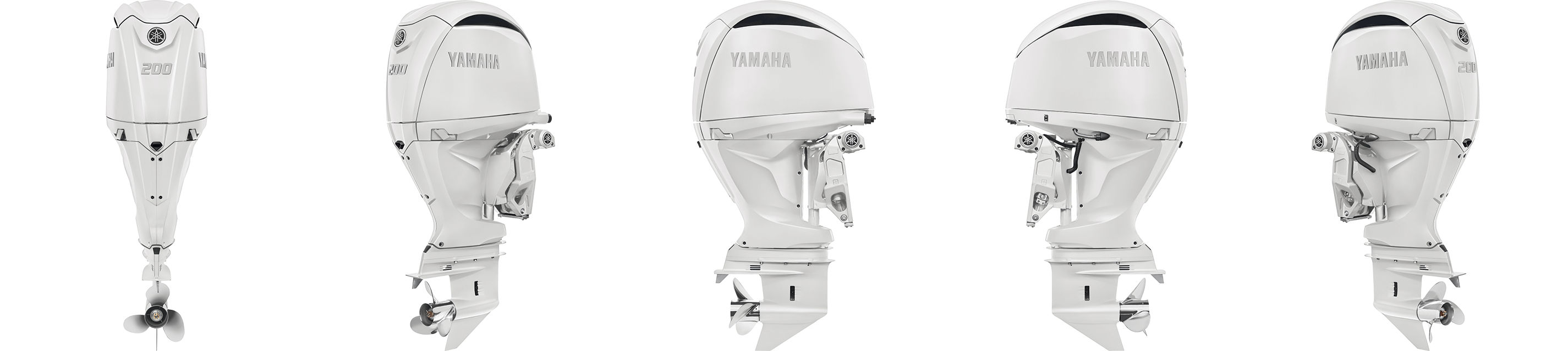 360 view of Yamaha F200 Outboard in gray.