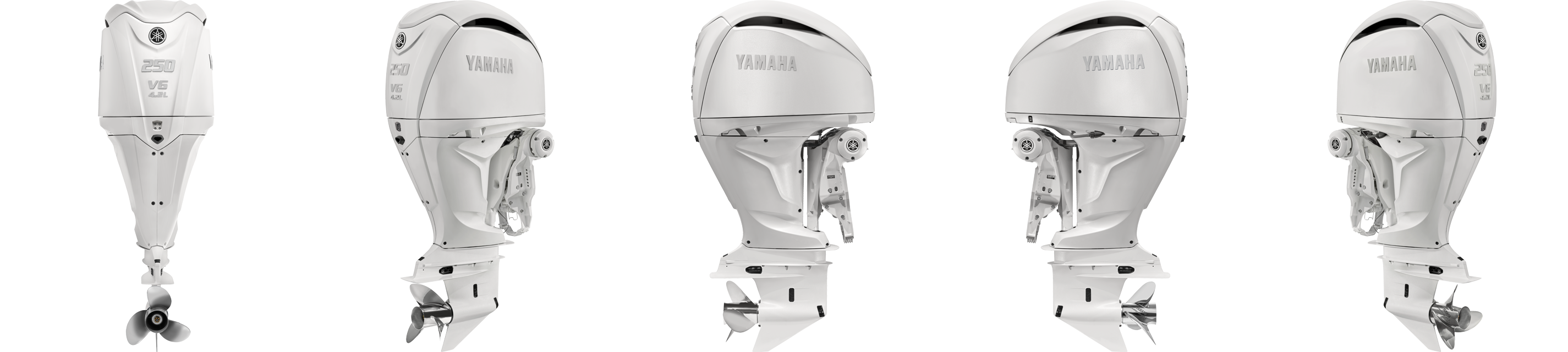360 view of Yamaha F250 Outboard in gray.