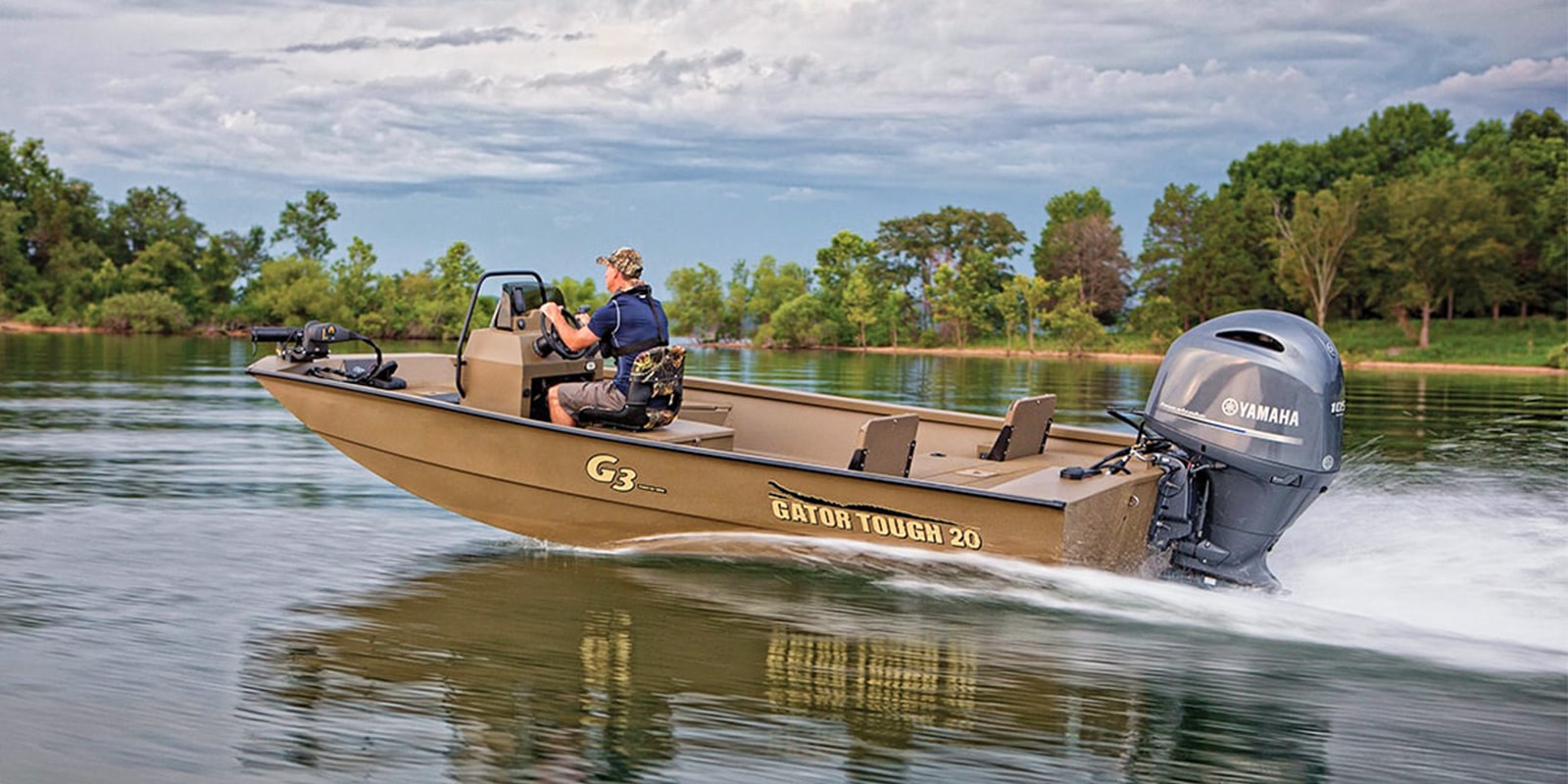 man in a portable boat